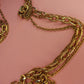 Vintage long 3 strand gold tone necklace