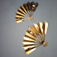 Vintage pair of gold tone fan wall decor