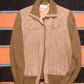Vintage paneled zip up leather sweater jacket tan size medium