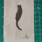 Vintage black cat ink drawing *FREE SHIPPING