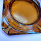 Vintage amber two piece ashtray