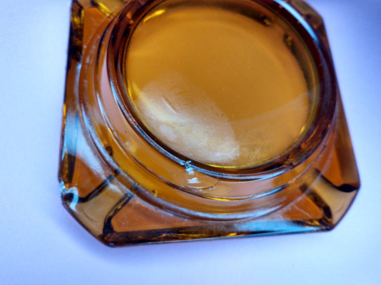 Vintage amber two piece ashtray