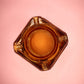 Vintage amber two piece ashtray