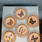 Vintage rattan butterfly print coaster set