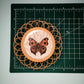 Vintage rattan butterfly print coaster set