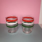 Pair of vintage striped juice glasses
