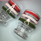 Pair of vintage striped juice glasses