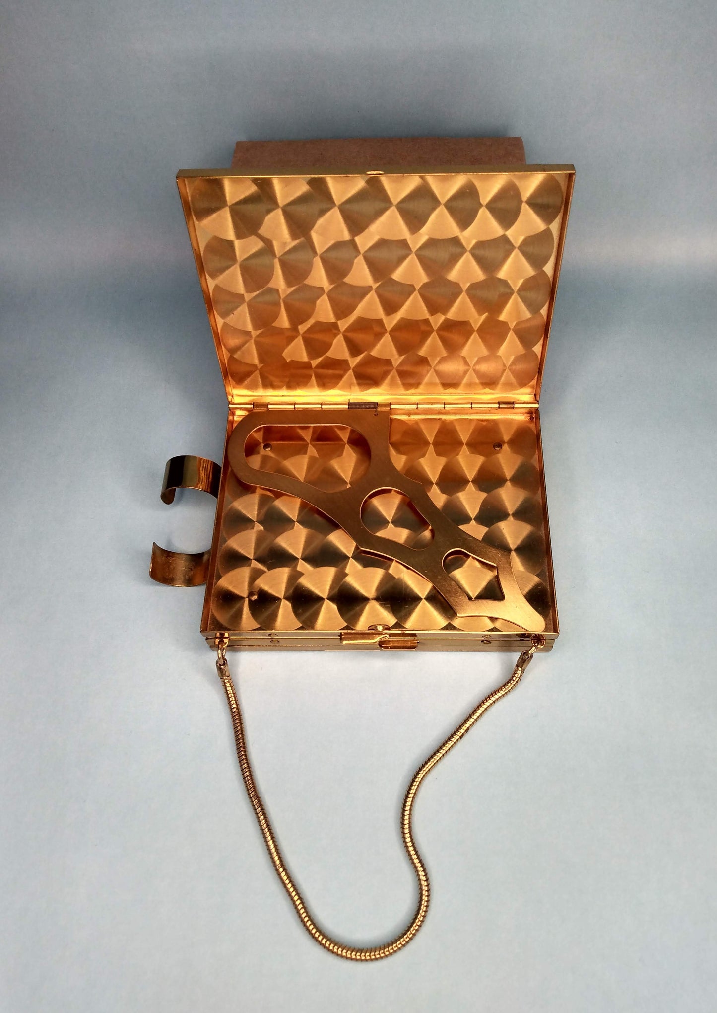1950s mother of pearl and brass compact purse *FREE SHIPPING